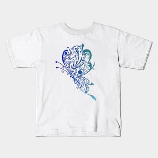 Blue Butterfly Tattoo Kids T-Shirt